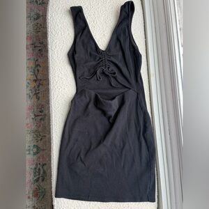 Lulu's Black Ruched Mini Dress